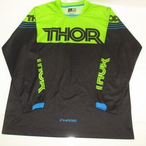 THOR Motocross Jersey Men's Green & Black Long Sleeve DirtBike Dunes Size L